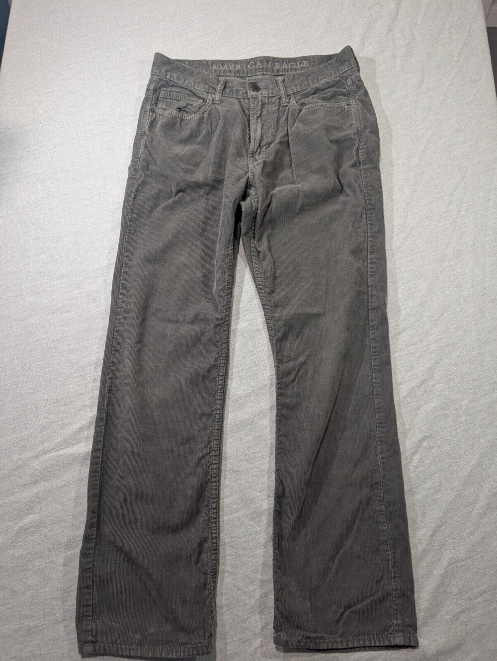 American Eagle Original Straight Gray Corduroy Pants 30x29